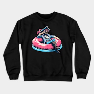 Pool Party Pirate Pink Float Funny Pirate Crewneck Sweatshirt